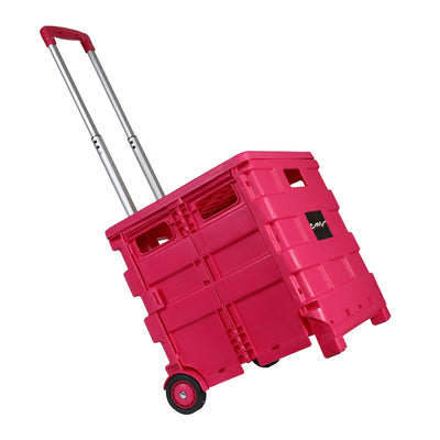 Collapsible Plastic Rolling Craft Cart, Pink