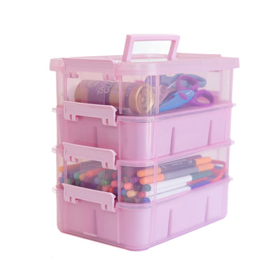 Everything Mary Pink Four Tray Plastic Organizer